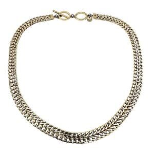 Halogen Curb Cuban Link Double Row Gold Tone Choker Collar Classic 17” Necklace